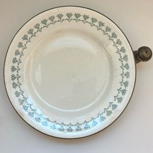 S.W. Fabber VTG ceramic transfer ware and metal hot water warming plate